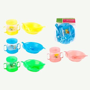 Kit Refeição Infantil 04 pçs Prato, Copo E Talheres - KRI-65
