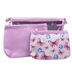 Kit Nécessaire 3 Peças Porta Maquiagem - AG3022
