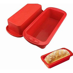 Forma Retangular de silicone para Bolos e Pães várias cores - 27x14x06cm - 3218