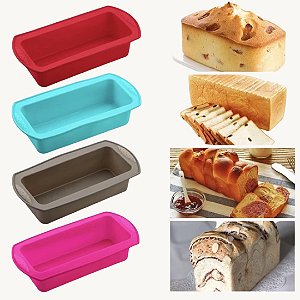 Forma Retangular de Silicone para Bolos e Pães 27x14x06cm Cores Variadas - 3218