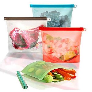 Saco Embalagem Silicone Porta Alimento Reutilizável Hermético - 8115