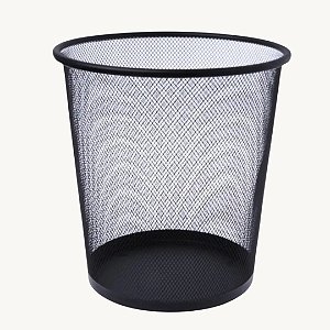 Lixeira Cesto Para Escritório Telada Preto E Prata De Metal 19*26*23CM - LIX-06-4