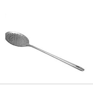 Kit 4 Peças Utensílios para Cozinha em Aço Inox Escumadeira, Garfo para Churrasco, Concha e Espátula