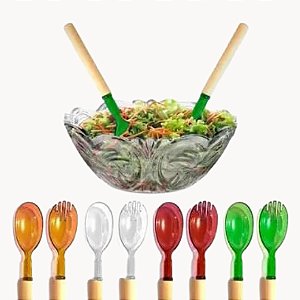 Kit 2 Peças Para Misturar Salada Colher E Garfo Acrílico