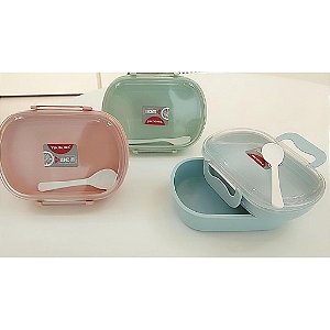 Marmita de Plástico Com Colher + Trava Diversas Cores - 3208