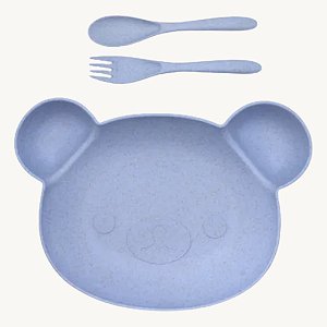 Kit Infantil Refeição Design Moderno E Divertido Com 3pçs Prato, Colher e Garfo - IAL008