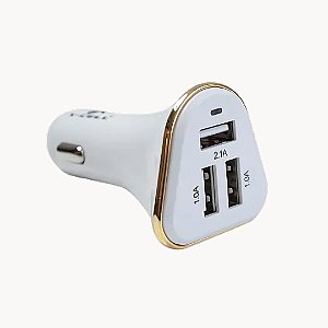 CARREGADOR VEICULAR USB MULTITENSÃO XC-V6-USB Braco/Dourado - X-CELL DS TOOLS