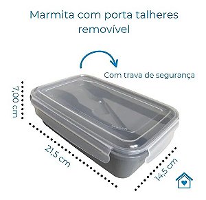 Marmita com Porta Talheres e Travas Laterais 900ml BPA FREE - 290
