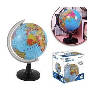 Globo Terrestre Giratório Para Mesa Escritório Nomes dos Países em Inglês 18X13cm - AG4841