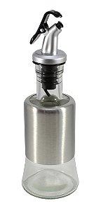 Galheteiro de Vidro Revestido em  Inox Para Azeite Ou Vinagre 200ml - HM9300