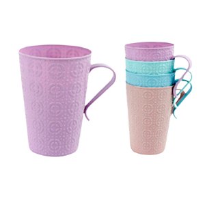 Kit 4 Canecas de Plástico Decoração em Relevo Super Resistente  270ml - COP-81