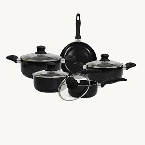 Conjunto de Panelas c/ 05 pçs Relobraz Preto Antiaderente  Qualidade Profissional - 76762