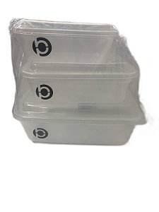 Kit com 3 Potes Retangular Organizador 200/300/750ml - 1512C