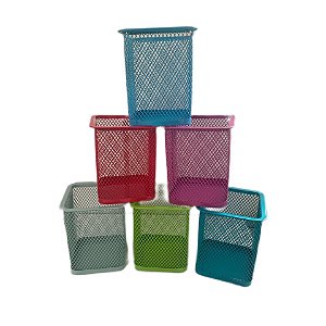 Porta Canetas em Metal 9x5cm Organizador Escritório Colorido - PNT-06