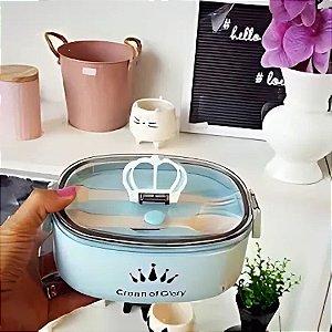 Marmita Lancheira Super Fofa Crown Glory  com 2 Talheres - 5030