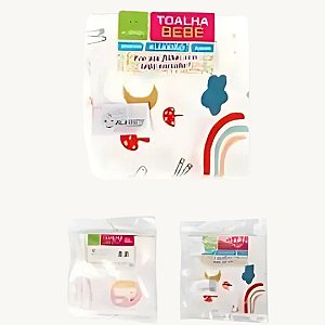 Kit Toalha Para Bebê com 4 Peças Algodão 30x30cm - IAL012