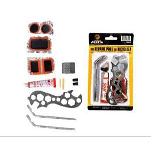 Kit Reparo Para Pneu De Bicicleta Com 12pçs E Chave Universal - KRB-05
