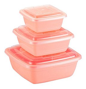 Conjunto de 3 Potes Quadrado Rainha 350/700/1500ml - 8378