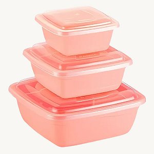 Conjunto de 3 Potes Quadrado Rainha 350/700/1500ml - 8378