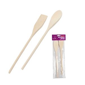Colher e Espátula 2 Peças de Bambu - 30cm - KCB-08