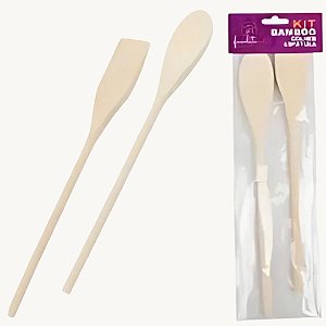 Colher e Espátula 2 Peças de Bambu - 30cm - KCB-08