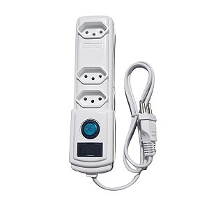 Filtro de Linha com Fusível 3 Tomadas Bivolt Branco Naticon - 611
