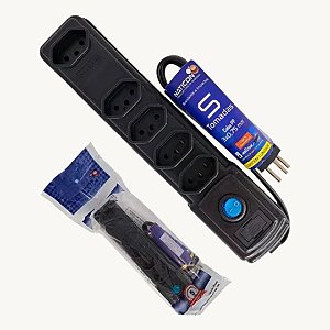 Filtro de Linha com Fusível 5 Tomadas Bivolt Preto Naticon - 595