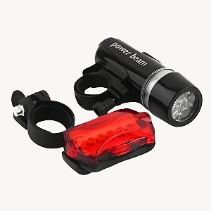 Kit Farol de Bicicleta Frontal + Pisca Traseiro Led - PILHAS NÃO INCLUSAS - WJ-10
