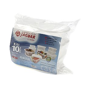 Kit Conjunto com 10 Peças Potes de Plástico com Tampa para Mantimentos Alimentos - 1593S