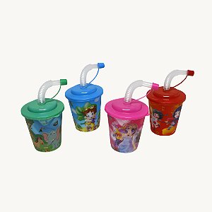 Copo Infantil com Estampa 3D + Canudo e Tampa 250ML - C3D-12