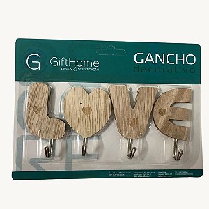 Gancho Decorativo LOVE - Metal e MDF - GAN-73