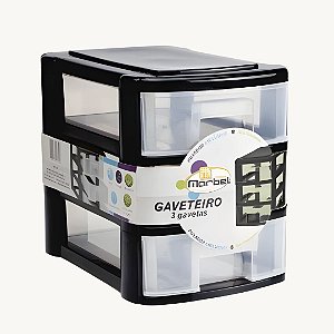 Gaveteiro Marbel de Plástico Organizador de Mesa com 3 Gavetas - 346