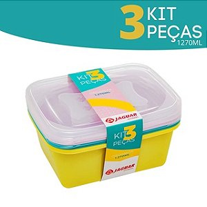 Pote Retangular Kit com 3 Peças Organiza 1270ml - 6329