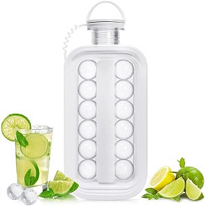 Molde 2 em 1 para Fazer Bola de Gelo/Garrafa de Água com Tampa à Prova de Vazamentos - HM0055