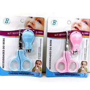 Conjunto Cuidados do Bebê Cortador de Unhas e Tesoura Ponta Redonda - BJ2609