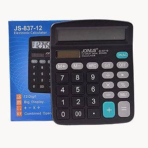 Calculadora Digital Eletrônico Bateria Solar JS-837-12S