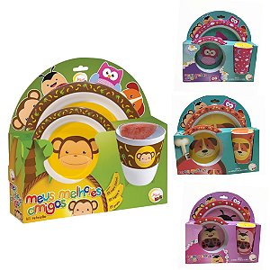 Kit Refeição Infantil Melamina 3 Pçs - Meus Melhores Amigos - IZ244