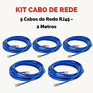 Kit 5 Cabos De Rede Patch Cord Cat RJ45 2 Metros
