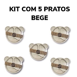 Kit Com 5 Pratos Infantil Ursinho - KRI-35