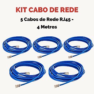 Kit 5 Cabos De Rede Patch Cord Cat RJ45 4 Metros