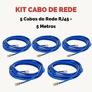 Kit 5 Cabos De Rede Patch Cord Cat RJ45 5 Metros