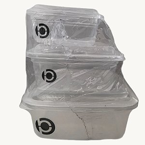 Conjunto 3 Potes Transparente Quadrado - 1518C