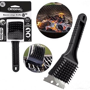 Escova de Aço para Limpar Grelhas Churrasqueiras com Raspador - Original - SL0173