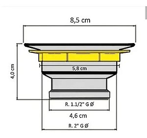 Válvula Americana de Metal Pia da Cozinha Escoamento 3.1/2 - Z02