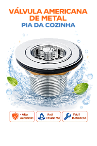 Válvula Americana de Metal Pia da Cozinha Escoamento 3.1/2 - Z02