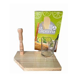 Kit Caipirinha Tábua + Socador E Copo 3 Peças - 844