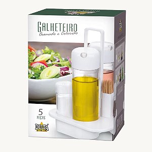 Galheteiro de Plástico com Suporte 5 Peças - GH310