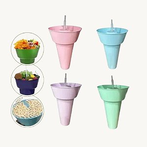 Copo Com Suporte Para Pipoca Alça E Canudo 950ml - ZU967