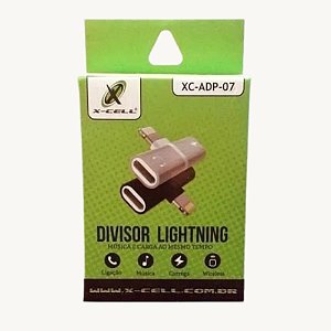 Adaptador Lightning para Fone e Carregador (Preto) XC-ADP07 - marca: x-cell - ds tools
