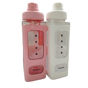 Garrafa Squezze de Plástico com Canudo e Adesivos para Decorar - HM0940